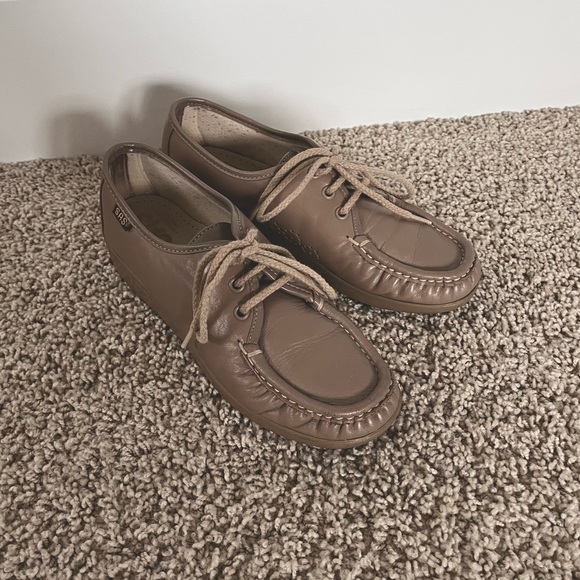 SAS Siesta Lace Up Moccasin Shoes Mocha Comfort Oxford Classic Office Size 4.5 M - Picture 15 of 16